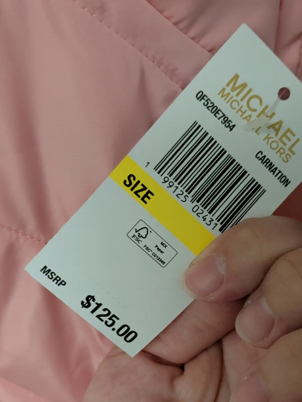 Retail $125 New Michael Kors Pink Puffer Vest Jacket